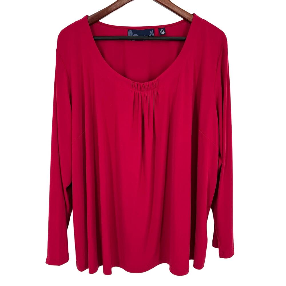 Susan Graver Style Plus Size 2X Red-ish/Magenta Super Stretchy Blouse Shirt Top